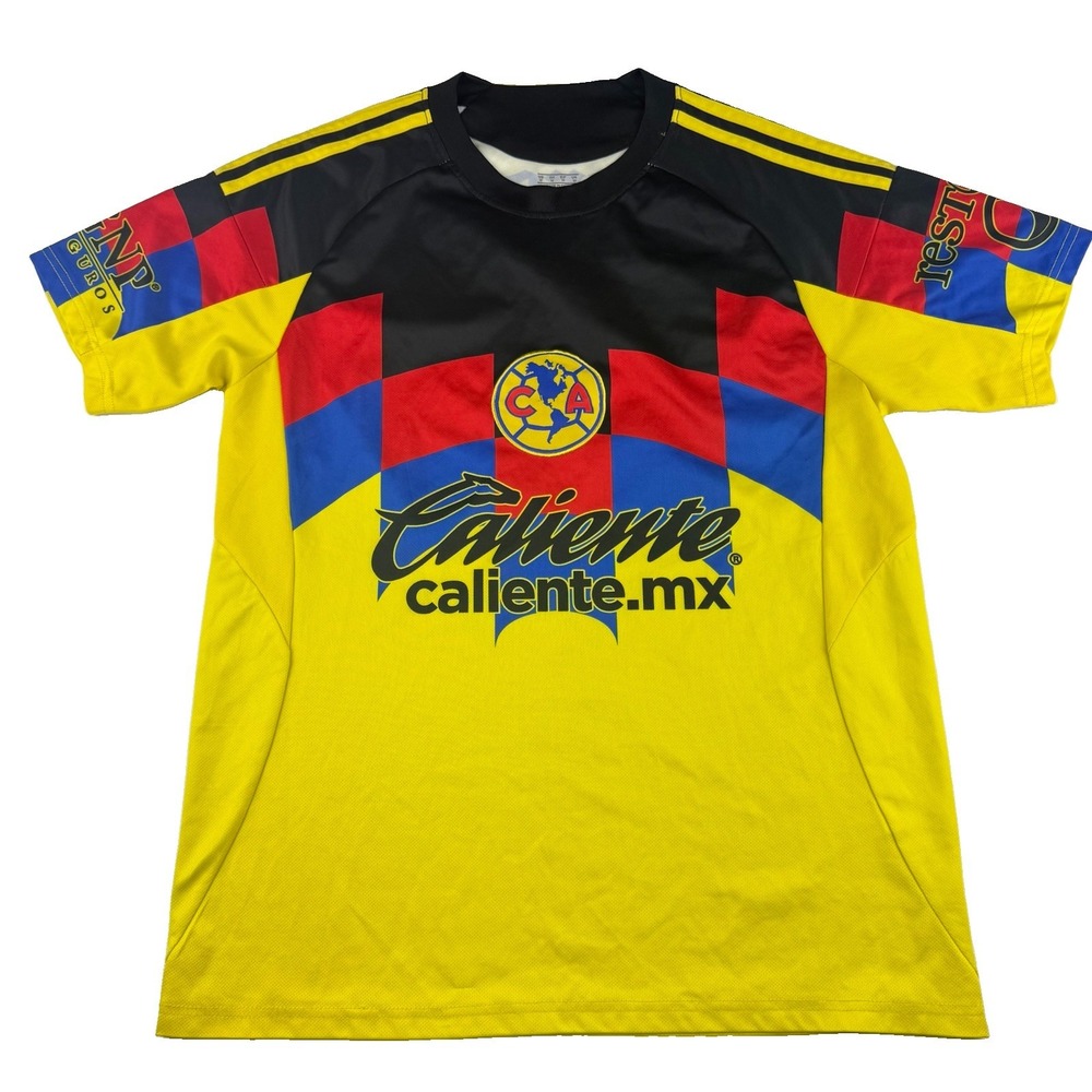 Club America Caliente Corona Soccer Jersey Yellow Red Blue Men's Size M